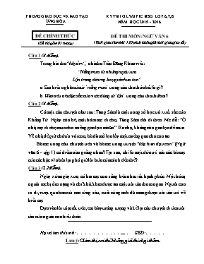 Đề thi Olympic học sinh giỏi Ngữ văn lớp 6 - Năm học 2015-2016 - Phòng GD & ĐT Ứng Hòa